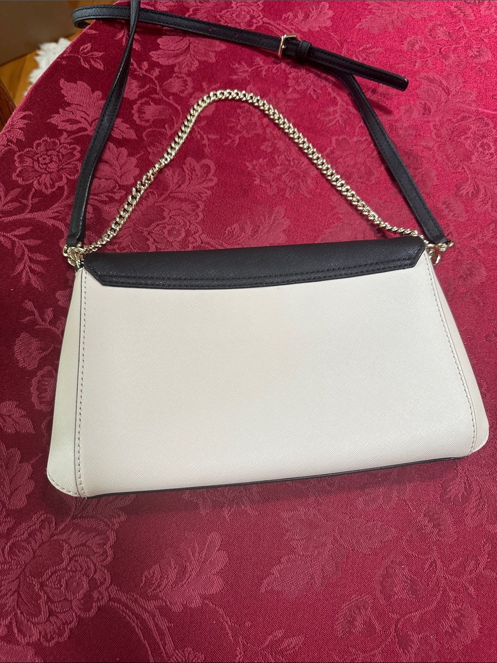 Kate Spade Black & Cream Leather Colorblock Crossbody Shoulder Clutch - Picture 3 of 6